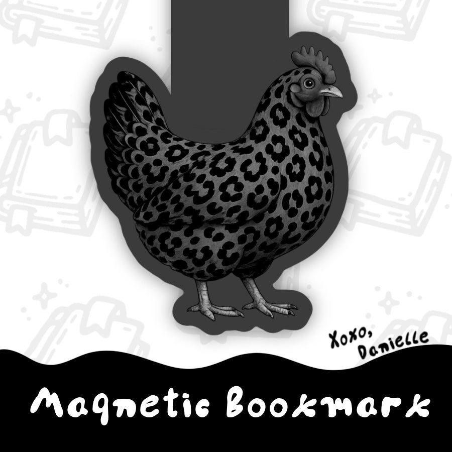 Leopard Chicken BLK | Magnetic Bookmark