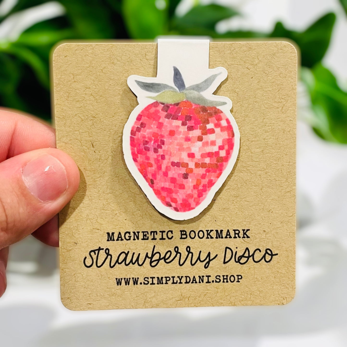 Strawberry Disco Magnetic Bookmark | Watercolor