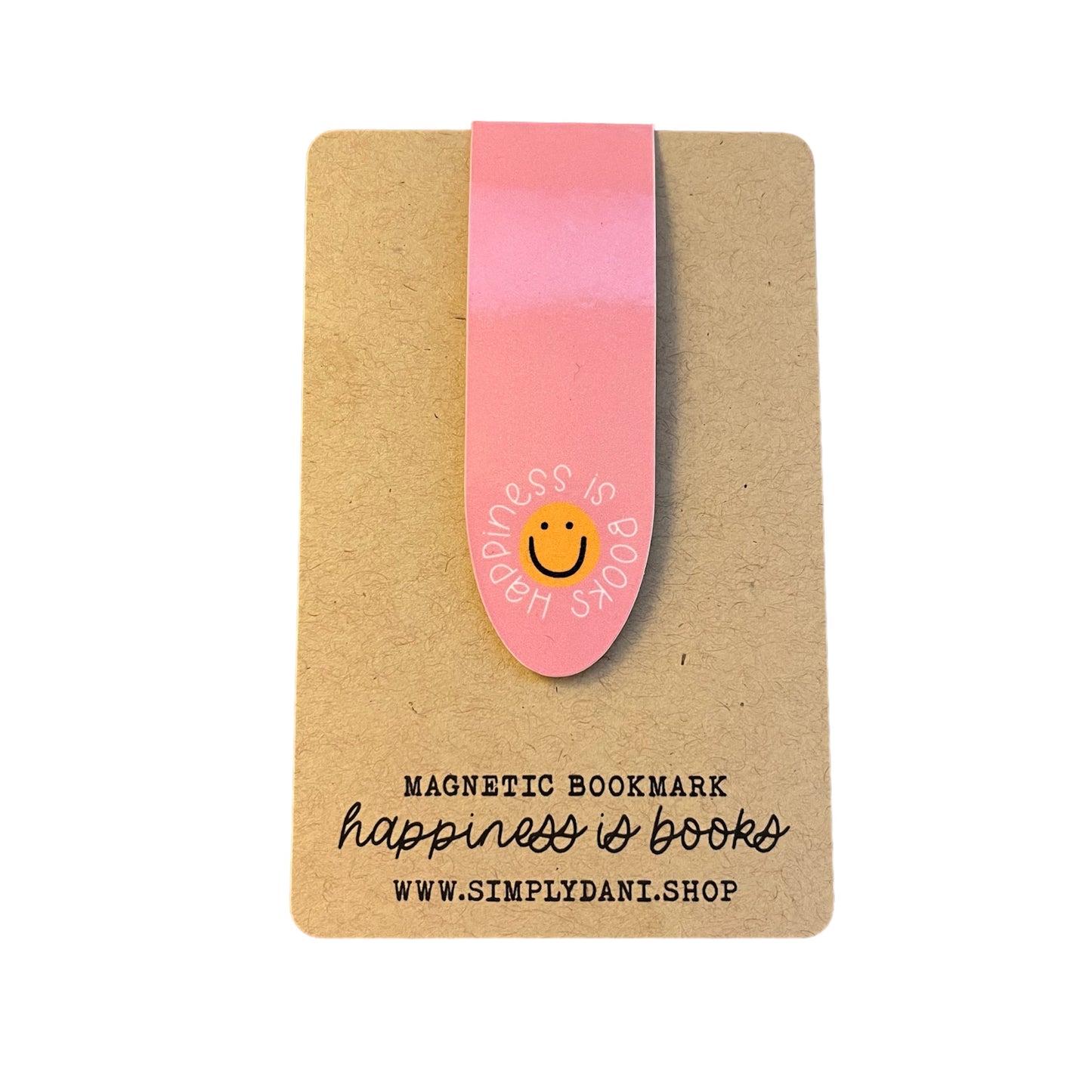 Happiness is books | Magnetic Bookmark | Pink